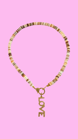 Love Letter Diamond & Shell Bead Necklace