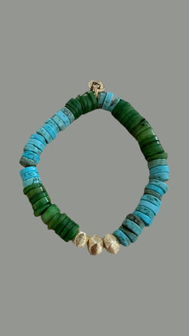 Turquoise & Green Shell Beaded Bracelet