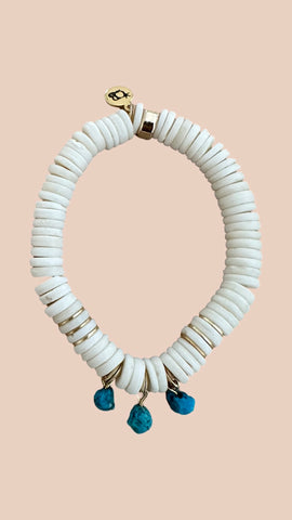 White Bone & Turquoise Nugget Bracelet